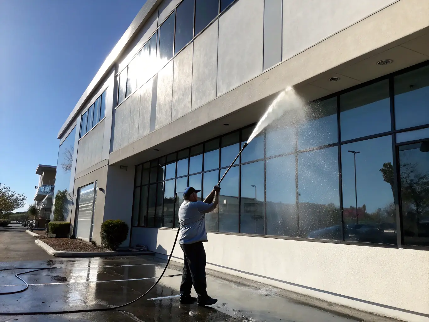 A custom power washing project on a unique architectural feature, demonstrating the specialized solutions offered by Stuffy’s Handyman Services.